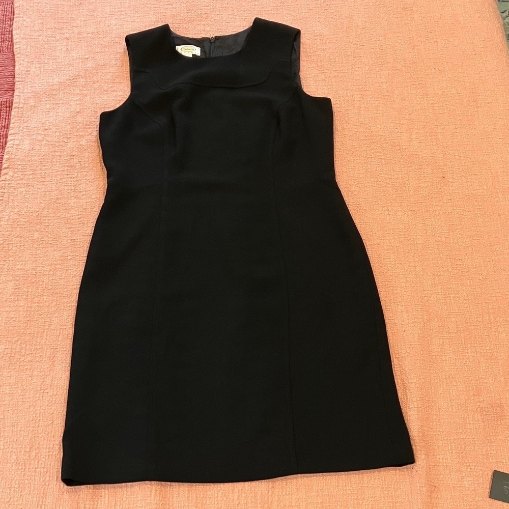 Talbots size 12 petites Classic Black sheath Midi lined Dress